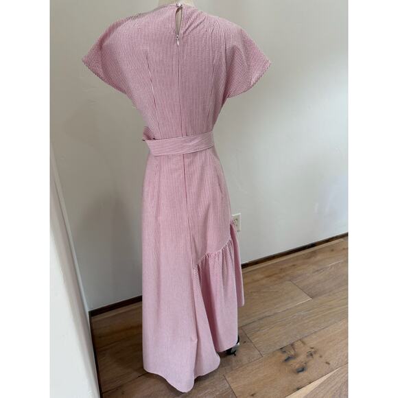 Rachel Comey Women's 6 Steady Seersucker red Pink White Dress Resort Holiday - Picture 2 of 11